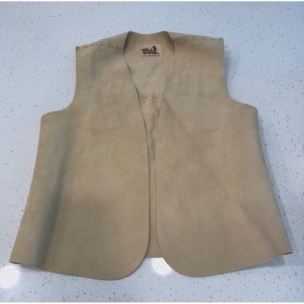 CowCatcher Leatherworks Suede Vest Unisex Tan Good Western Boho Minimalist